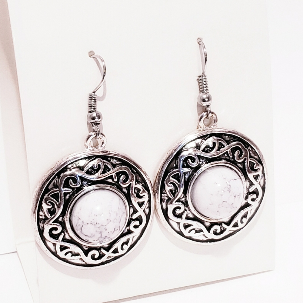 N. Howlite French Hook Earrings